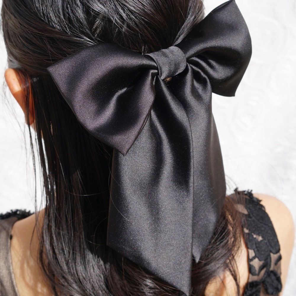 Satin Hair Bow on Barrette Hair Accessories Women’s Hair Bow